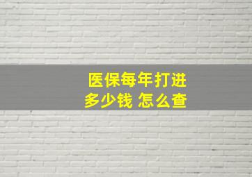 医保每年打进多少钱 怎么查